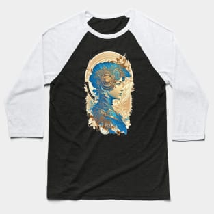 Steampunk Golden Blue Woman 2 - A fusion of old and new technology Baseball T-Shirt